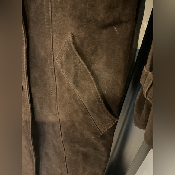 Vintage Genuine Suede Double-Breasted Trench Coat - Picture 5 of 11